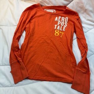 Aeropostale Open Crew-Neck XL Orange L/S Pull-on Cotton Tee Great